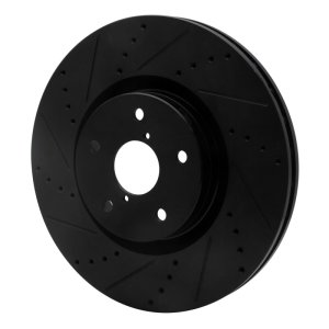 Subaru Impreza Brake Rotor (1) - Front Left - R1 Concepts - Drilled & Slotted - Black - `05-`20